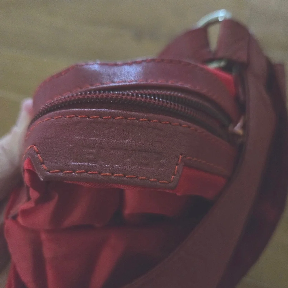 Genuine Red Leather Crossbody Bag Multi Pocket Organizer Sling Adjustable Strap